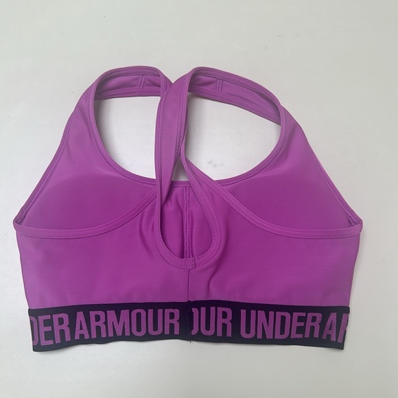 ❤️ 🆕 UNDER ARMOUR MAUVE SIZE XS COMPRESSION SPORTS BRA, CROSSED BACK STRAPS - Picture 2 of 4